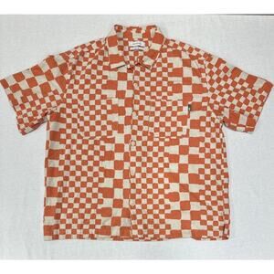 Urban Outfitters Men's Orange White Varied Check Button Down S/S Shirt Size S